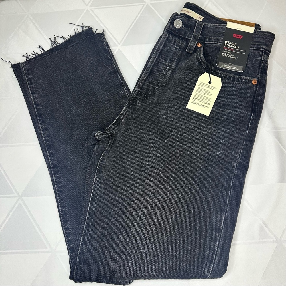 NWT! Levi's Wedgie Straight 100% Cotton High Rise Black Women’s Pants MSRP $108